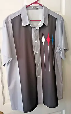 Hawalili Button Up Bowling Style Shirt Mod Graphic Stage Wear Musicians Large • $34.95