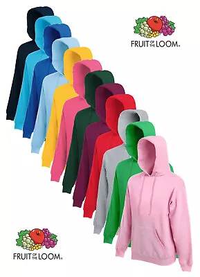 Fruit Of The Loom Plain Classic Hoodie Hoody Hooded Sweat S - 5XL • £25.99