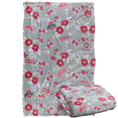 The Ohio State University Floral Gray Pattern Silky Touch Throw Blanket • $49.99