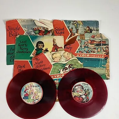 Vintage 1950s Childrens Christmas Records Lot Of 7 Untested Voco Red • $22.49