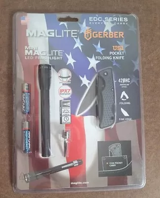 LED EDC Series Mini Maglite Flashlight & Gerber US1 Pocket Folding Knife 420HC • $25.45