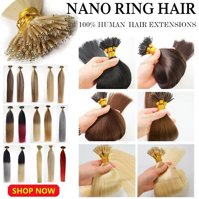 1G 8A 14 -22'' Nano Ring Tip Remy Micro Beads Double Drawn Human Hair Extensions • £30