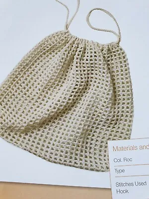 £0.99 • Buy Shopping Bag Crochet Pattern Filet Mesh Design Bergere De France Cotons Nature
