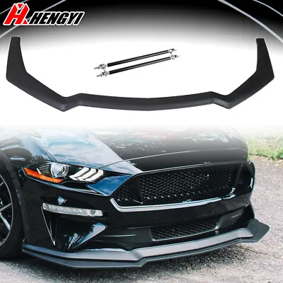For 18-2022 Mustang Gt Performance Style Add-on Front Bumper Lip Splitter + Rod • $69.99