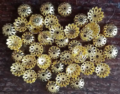 50X Bead End Caps Filigree KC/Light Golden Colour 8mm • £2.99