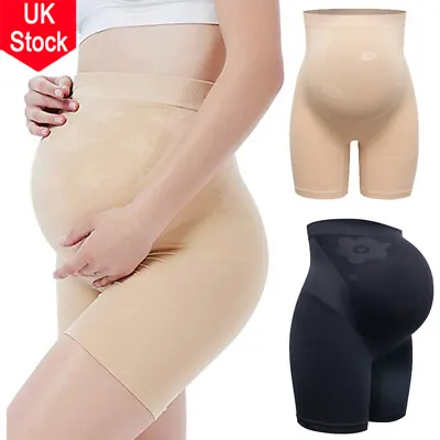 Women Maternity High Waist Underwear Pregnancy Seamless Belly Support Panties UK • £8.79