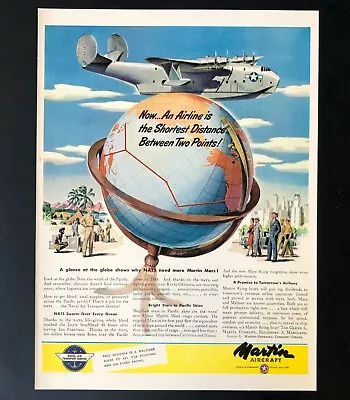 1945 Martin Aircraft Advertisement WWII Mars Cargo Airplane Globe Vtg Print AD • $9.99