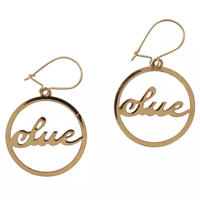 Vintage Gold Script Name Plate Personalized Dangle Pierced Earrings Choice Name • $10.39