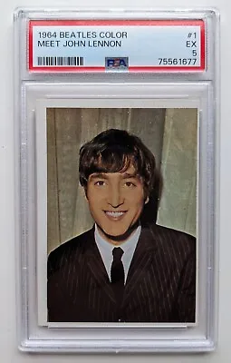 1964 Topps Beatles Color Card - #1 Meet John Lennon - PSA 5  Excellent Condition • $89.99