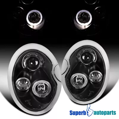 Fits 2002-2006 R50 R52 R53 Mini Cooper Halo Projector Headlights Black • $220.98