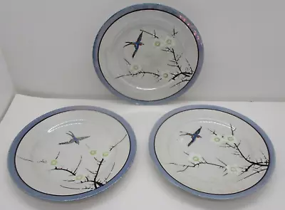 3 Lusterware Salad Plates Floral Bluebird Design Vintage Japan • $12.99