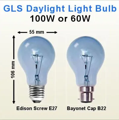 GLS Natural Daylight Craft Light 60W / 100W BC B22 / ES E27 Dimmable Light Bulbs • £9.95