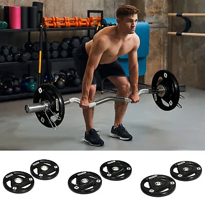 Olympic Weight Plates Tri-Grip Barbell Weights Set With 2'' Holes • £28.99