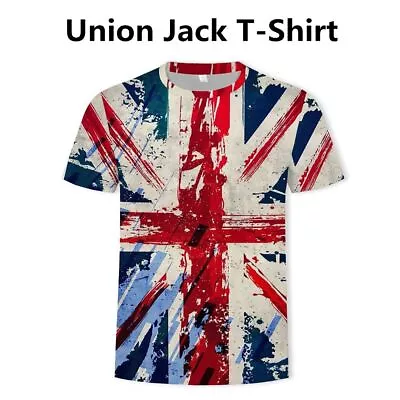 Short Sleeve Flag Tshirt Union Jack T-Shirt Queen Elizabeth Crew Neck Unisex • £6.45