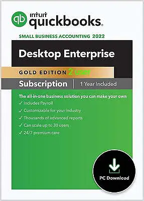 $2134.40 • Buy 2 User QuickBooks Enterprise Gold 2023 (Annual Subscription) + PAYROLL INCLUDED