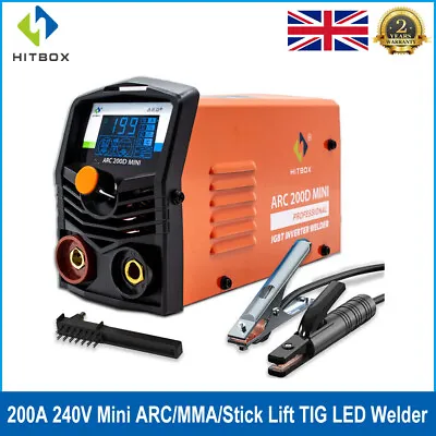 HITBOX 200A ARC Welder 240V Inverter IGBT Lift TIG MMA Mini Welding Machine LED • £69.99