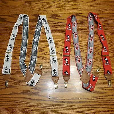 2x Walt Disney JG Hook Mens Mickey Mouse Suspenders Elastic W Germany Red White • $21.95