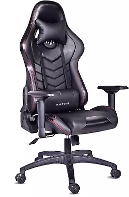 Martunis Leather Gaming Racing Chair Office Executive Recliner  Black  • £159.99