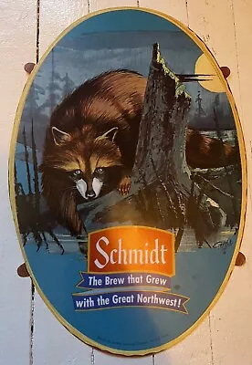Rare Vintage Schmidt Beer Raccoon On A Log Insert For Lighted Sign • $89.99