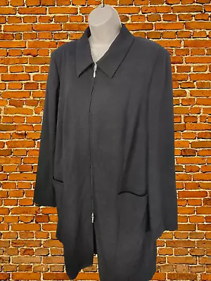 Womens Marina Rinaldi Plus Size Uk 22 Black Wool Collared Zip Jacket Coat Smart • £34.99