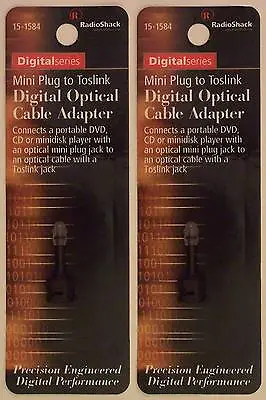 Toslink Male Mini Plug To Female Jack Fiber Optic Adapter ~Lot Of 2~ RadioShack • $6.99