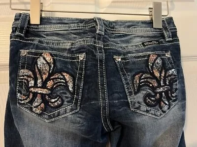 Jeans MissMe Sz 16 Junior KE32035 Skinny Sequin Embellished Distressed-Rise 7.5  • $12.95