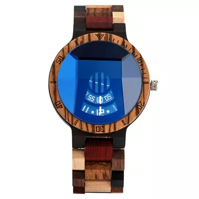 Novel Nature Wood Men Bamboo Quartz Wrist Watch Adjustable Bracelet Strap Gift • $35.19