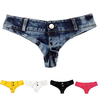 Women Low Rise Mini Denim Booty Shorts Hot Pants Jeans Bikini Thong Beach Shorts • $11.46