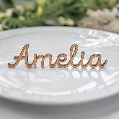 £0.99 • Buy Wooden Wedding Place Name Table Place Setting Laser Cut Names Party Event Custom