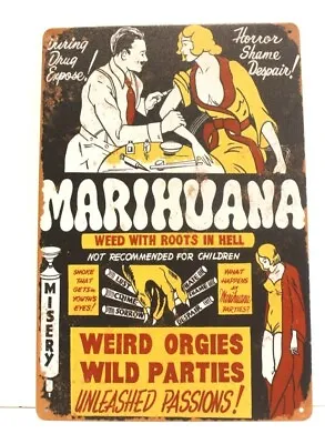 Marijuana Tin Metal Poster Sign Bar Vintage Retro Ad Style Marihuana Pot XZ • $10.97