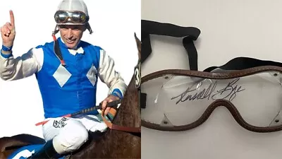 Russell Baze Signed Horse Racing Jockey Goggles - Golden Gate Fields Bay Meadows • £46.56