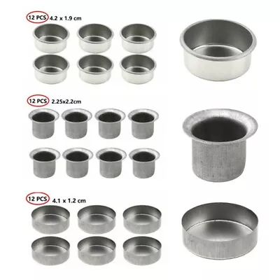 12 Metal Round Candle Cups Tapered Wax Tea Light Holders Jar Candle Making 3/4cm • £7.43