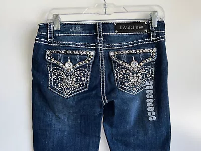 NEW L.A. IDOL Capri Crop Studded CZ Studded Embellished Jeans Size 7 • $10