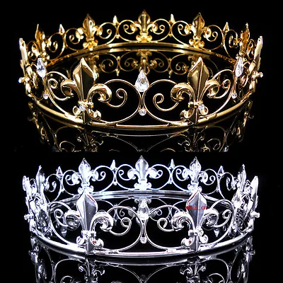 Boy's Imperial Medieval Fleur De Lis King Metal Crown 3cm Tall 47cm Circumferenc • £19.79