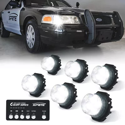 $95.39 • Buy 6pcs White LED Strobe Lights Kit Hide-A-Way Car Emergency Hazard Headlight Mount