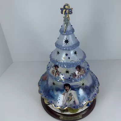 Elvis Presley Musical Light Up Blue Christmas Porcelain Tree Bradford Exchange • $149.95