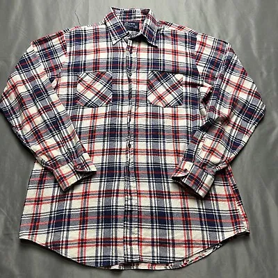Vtg JC Penney Mens Shop Flannel Shirt Large Tall Plaid Long Sleeve Button Up • $19.99