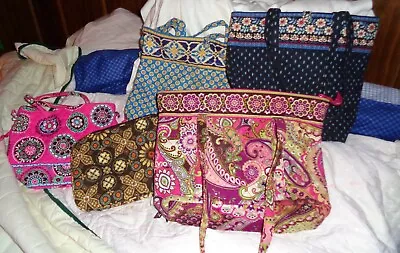 Four Vera Bradley Purses & One Notebook Case Pink Blue Navy Flower Totes • $60