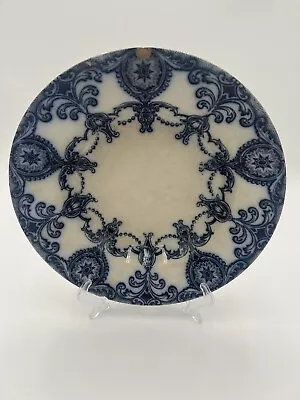 Antique Rowland & Marsellus Marathon Flow Blue Rimmed Bowl 9.25  Rare Pattern • $22