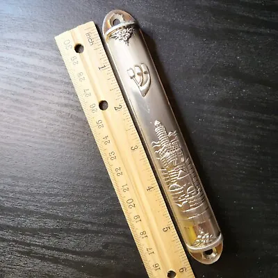 6  Silver Metal MEZUZAH CASE NO SCROLL Hebrew SHIN𐡔 Jerusalem Embossed • $36