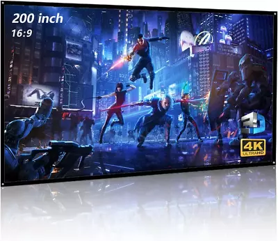 200  Large Projector Screen 16:9 Hanging Projection Screen Movie Screen Washable • $72.95