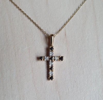 £60 • Buy 9ct Gold Diamond Set Cross Pendant ,11 Stones On An 18” Very  Fine Trace Chain.