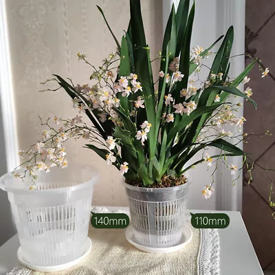 $5.16 • Buy Plastic Mesh Pots With Trays Breathable Orchid Blumentopfe Plant Garten Supplies