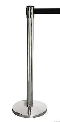 £95 • Buy Quality Chrome Retractable Crowd Queue Control Barrier Post With Black Belt 