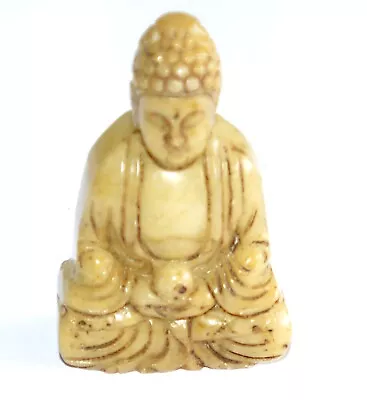 Nephrite Light Yellow  Jade Carved Sculpture Seated Shakyamuni  Buddha Praying • £25