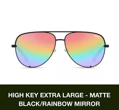 $50 • Buy NEW Quay High Key Extra Large (Original) Rainbow Mirror Lens Aviators Black $75