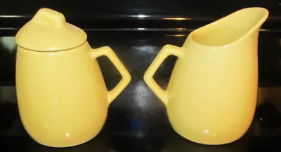 La Solana Mustard Yellow Cream & Sugar Bowl Ware Solanaware Mid Century Modern • $19.99