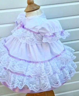 DREAM 0-18 Mth Baby Girls Lace And Ribbon Layers Traditional Frilly Netted Dress • £22.99