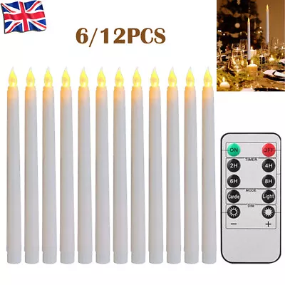 6/12x Battery LED Flameless Taper Candle Flickering Long Candles Light UK • £22.99