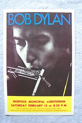 Bob Dylan Concert Tour Poster 1966 Norfolk Municipal Auditorium __ • $4.25